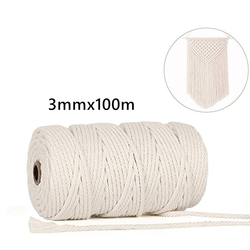 Kit de cordon pour macramé en coton de 3mm Durable, corde pour macramé faite à la main, tapisserie torsadée, fil de Textile tricoté, fournitures pour la maison