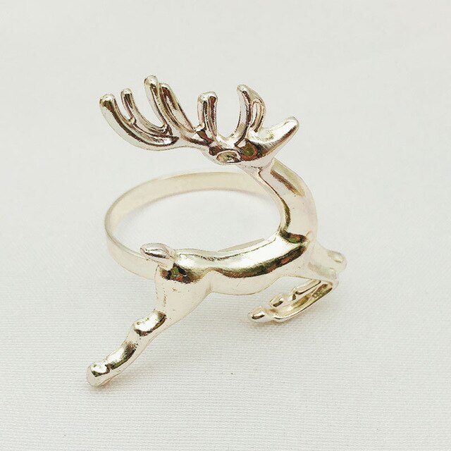 Metal Christmas Tree Napkin Rings Bow Flower Wreath Mouth Ring Wedding Banquet Hotel Table Supplies Circle Decoration: 3