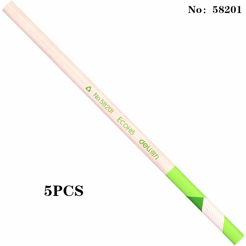 Deli non wood HB triangular advanced graphite writing pencil, sketch pencil, imitation wood pencil, student office stationery: 5pcs