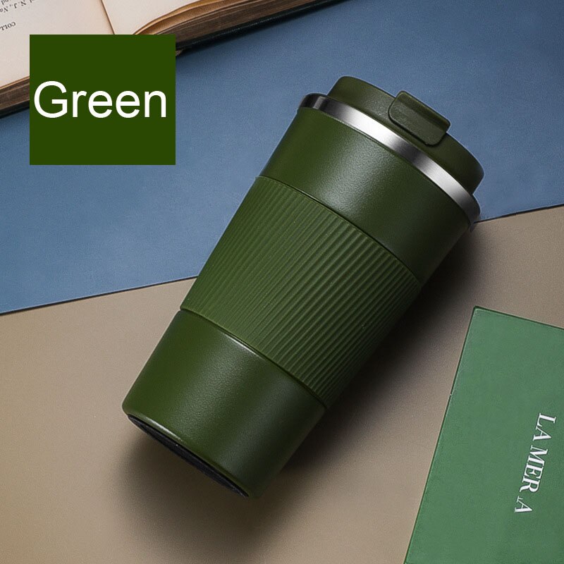 Thermos Coffee Mug Cup 304 Stainless Steel Insulated Tumbler Vacuum Thermos Cup Travel Cup for Cold Ice Drinks: 380ml / Army Green