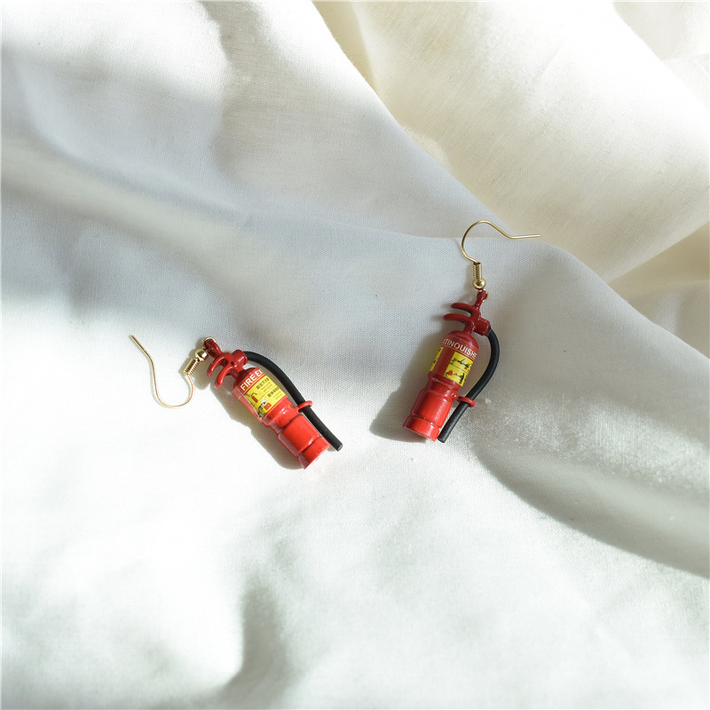 Crazy Exaggeration Fire Extinguisher Earrings Fireman Funny Dangle Earrings Personality Cute Accessories