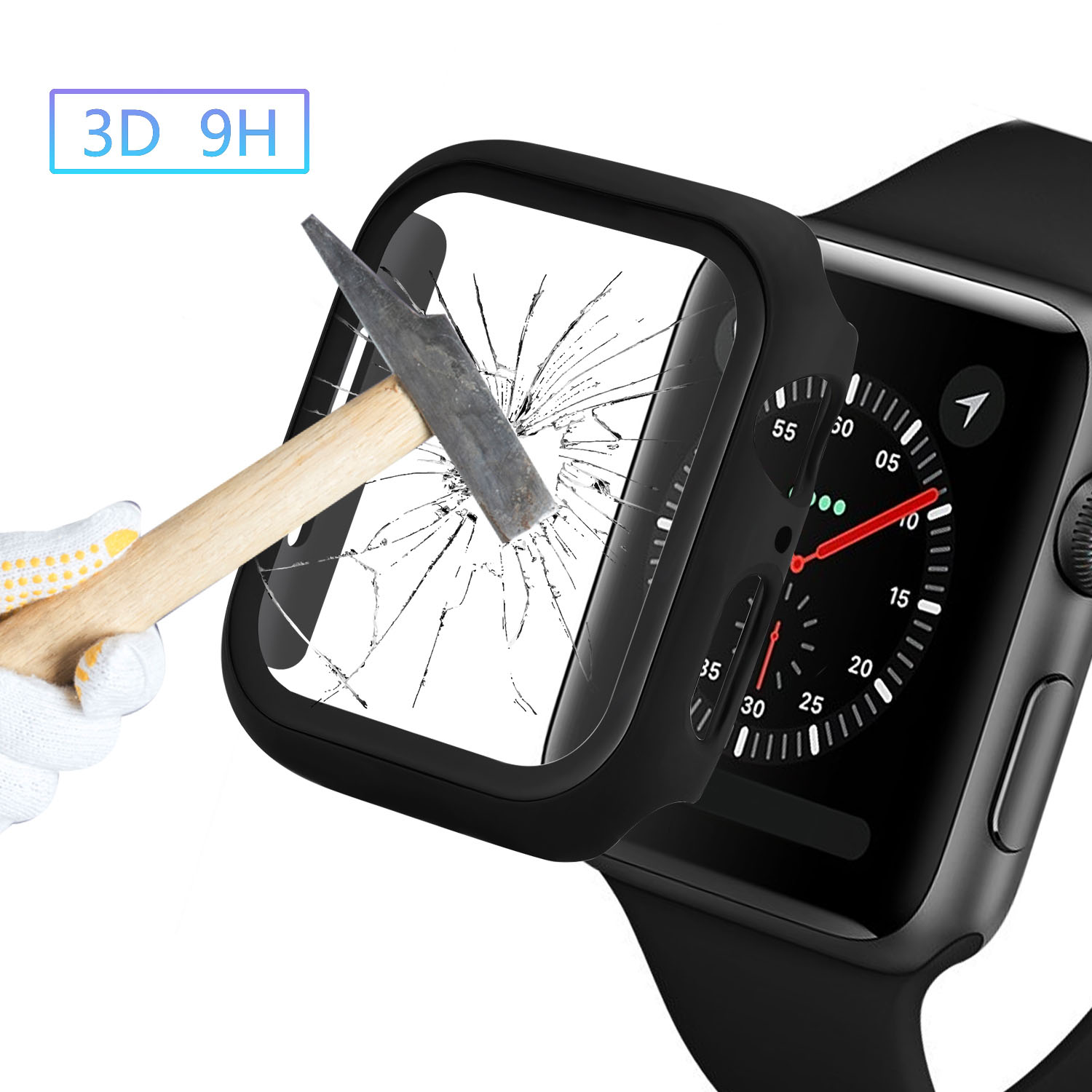 Tempered Glass Film Full Cover For Apple Watch Case Series 2 3 4 5 Bumper Screen Protector For iWatch 44mm 42mm 40mm 38mm Case