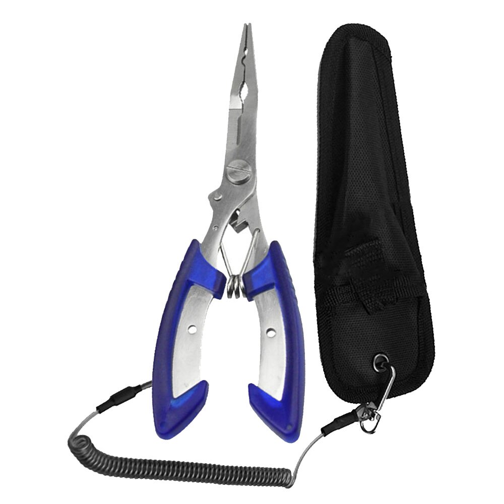 Rvs Vissen Tang Set Vissen Tang Schaar Line Cutter Hook Remover String Tool met Zak: Blauw