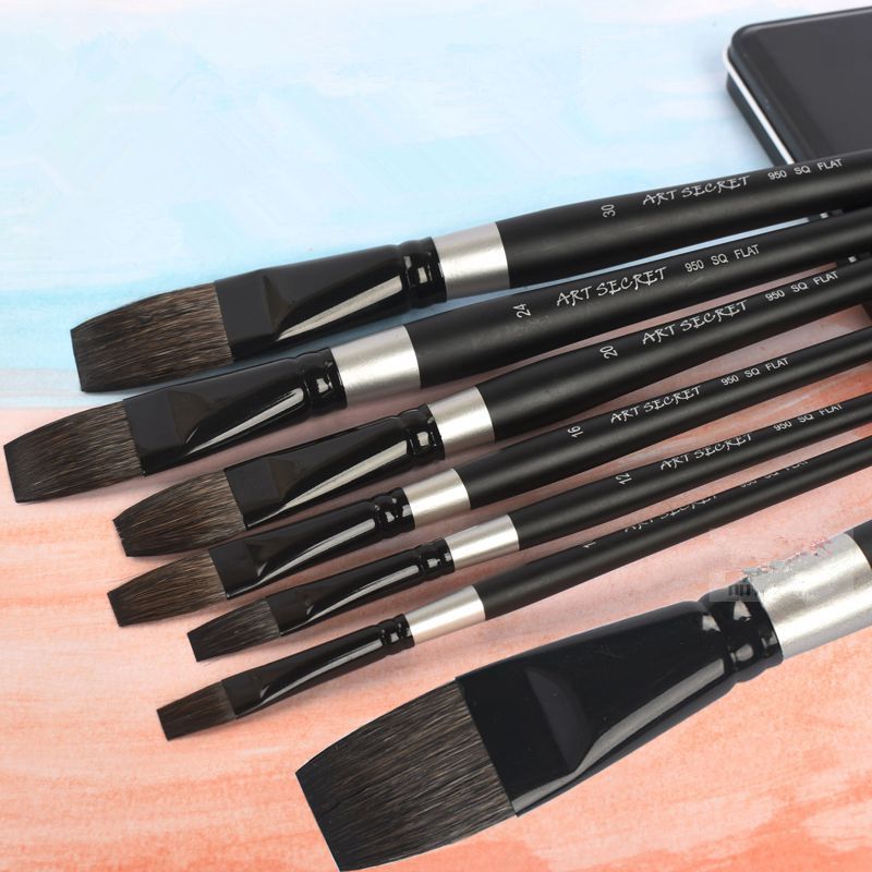 Platte eekhoornhaar aquarelverf penselen schilderpenseel voor aquarel, gouache, acrylverf kunstbenodigdheden