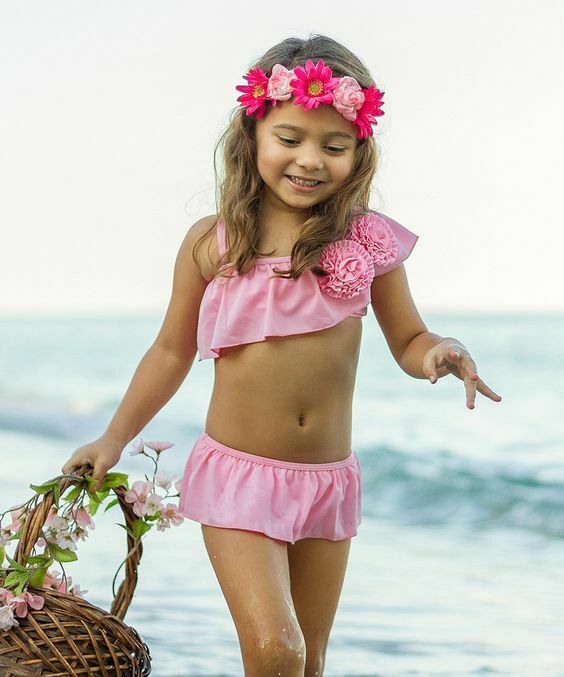Imcute Brand 2PCS Cute Baby Girl Swimwear Summer Flower Bikini Set Tutu Kid Girls Swimwear Cute Swimsuit Bathing Suit