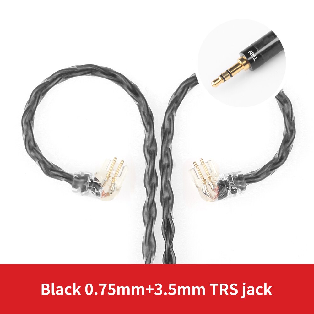 TRN T2 s 16 Core Silver Plated HIFI Upgrade Cable 3.5mm Plug 0.75mm Connector For TRN VX BA5 M10 BA8 KZ ZS10 PRO ZSN ZSX CCA C12: black C PIN