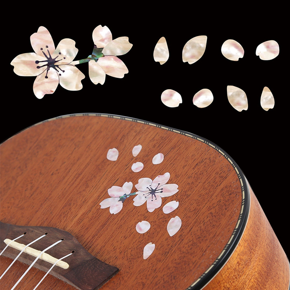 Mini cherry blossom gitarr klistermärken självhäftande avtagbara söta dekaler blommig kropp ukulele dekoration bas klistermärken  #2
