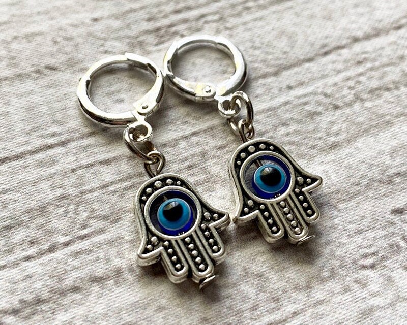 Mini hamsa käsi korvakorut fatiman käsi henkinen jooga buddha paha silmä riipus suoja onnen onnea rakkaus uskonnollinen nastat silmä