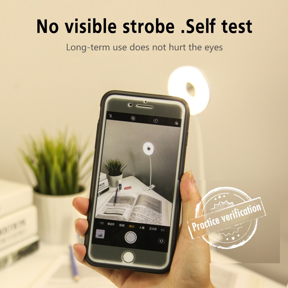 3 in 1 LED Clip Desk Lamp 1500mAh USB Rechargeable Make-up Mirror Dimming Eye Protection With 2 Touch switch Table Light LAOPAO