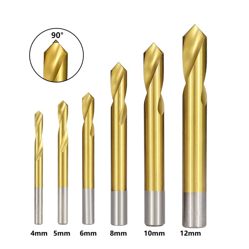 XCAN 90 Degrees Chamfering Milling Cutter 4/5/6/8/10/12mm Titanium Coated HSS Chamfer End Mill