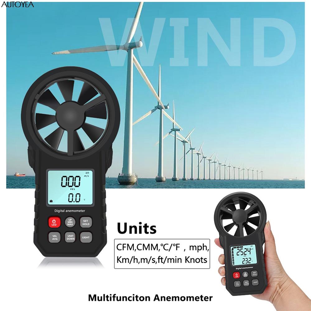 3 In 1 Digital Anemometer Wind Speed Meter For Measuring Wind Speed/Temperature /Wind Volume With Backlight LCD