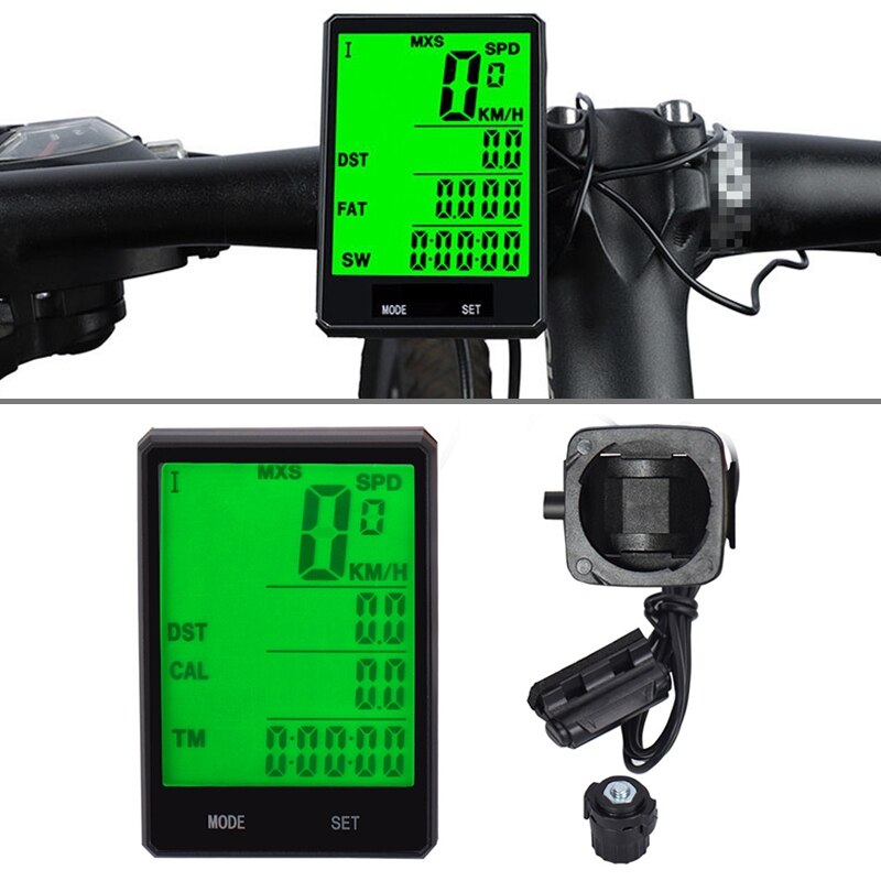 2.8 pouces compteur de vitesse Cycle vélo anglais fil/sans fil étanche ordinateur LCD odomètre compteur de vitesse avec support d'extension: Wire