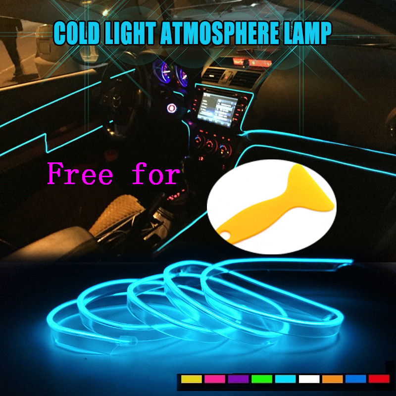 LED Auto Licht 5m Auto Interieur Mouldings DIY Auto Sfeer Licht Dash Board Console Deur LED Omgevingslicht Strip auto Accessoires