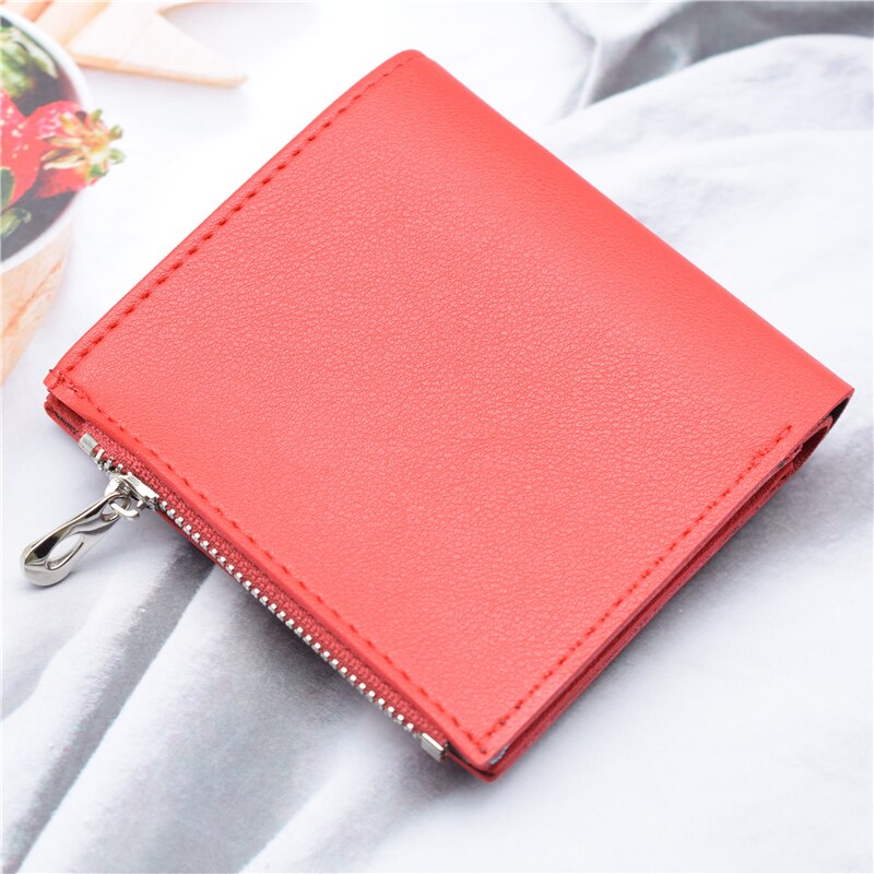 Short Card Wallet Women PU Leather Red Female Purse Slim Credit/bank Card Holder Case