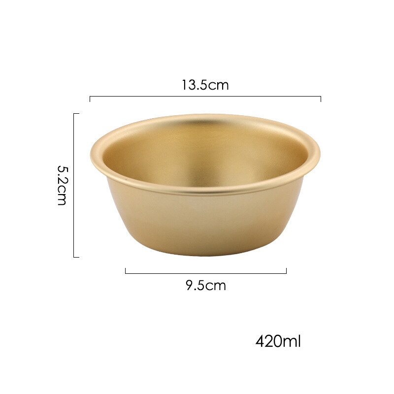 Bol à riz rond traditionnel coréen en aluminium, couleur or, tasse à vin avec poignée pour Makgeolli, 1 pièce: bowl 420ml