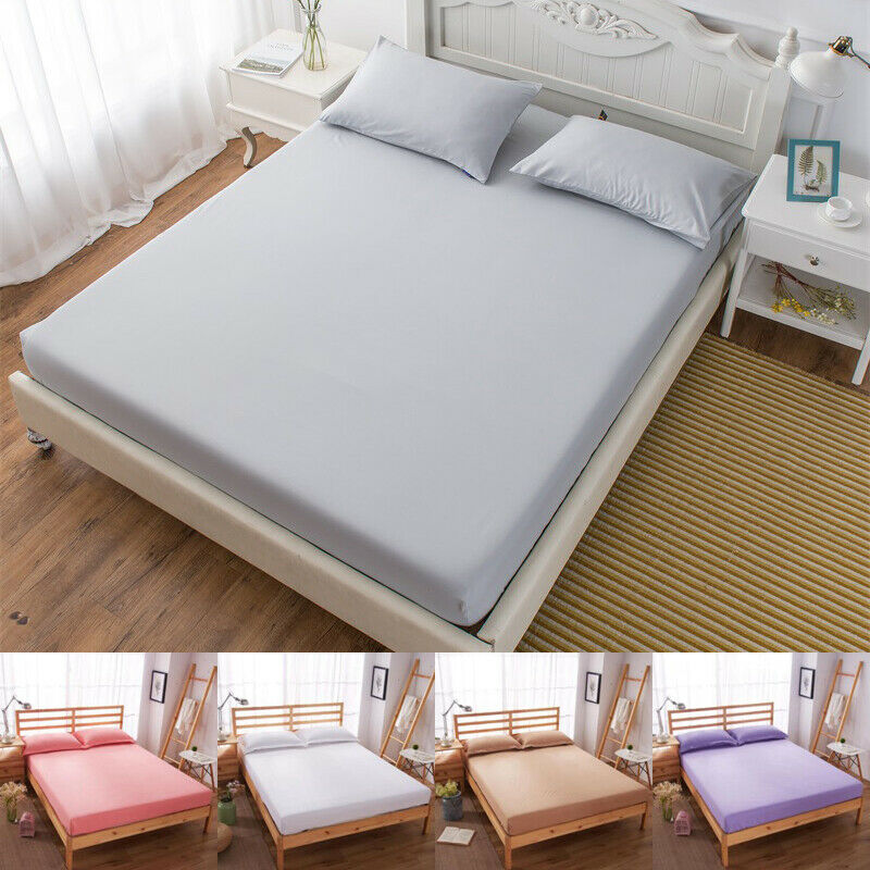 Solid Color Mattress Protector with Elastic Band Sanding Breathable Washable Bed Mattress Cover