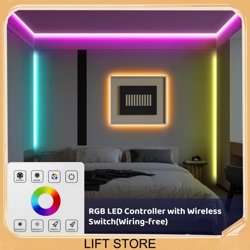 BTLIFE-RF Touch Panel RGB LED Controller Kit, RGB LED Strip Lights Controller With RF Wireless Remote, For 5V 12V 24V 4-PIN