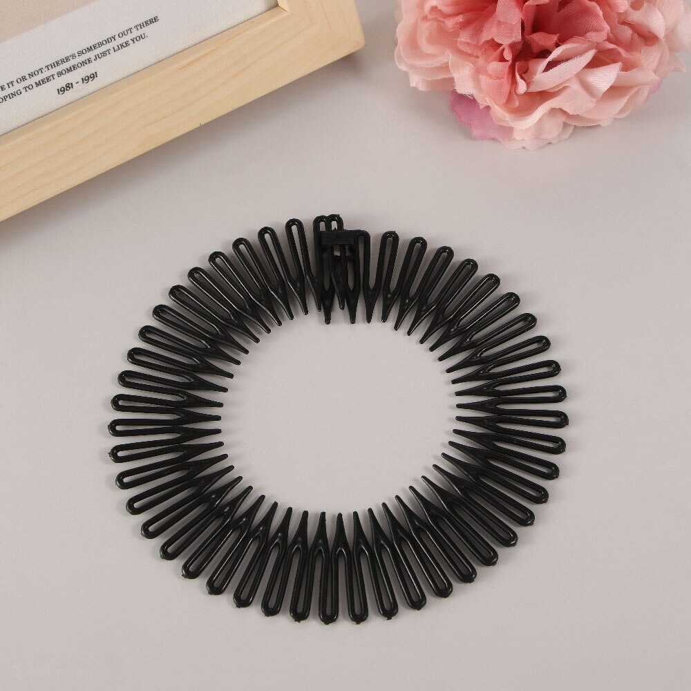 Peines de pelo perezosos de plátano, banda elástica para el pelo, peine elástico, diadema de dientes, 1 ud.: C