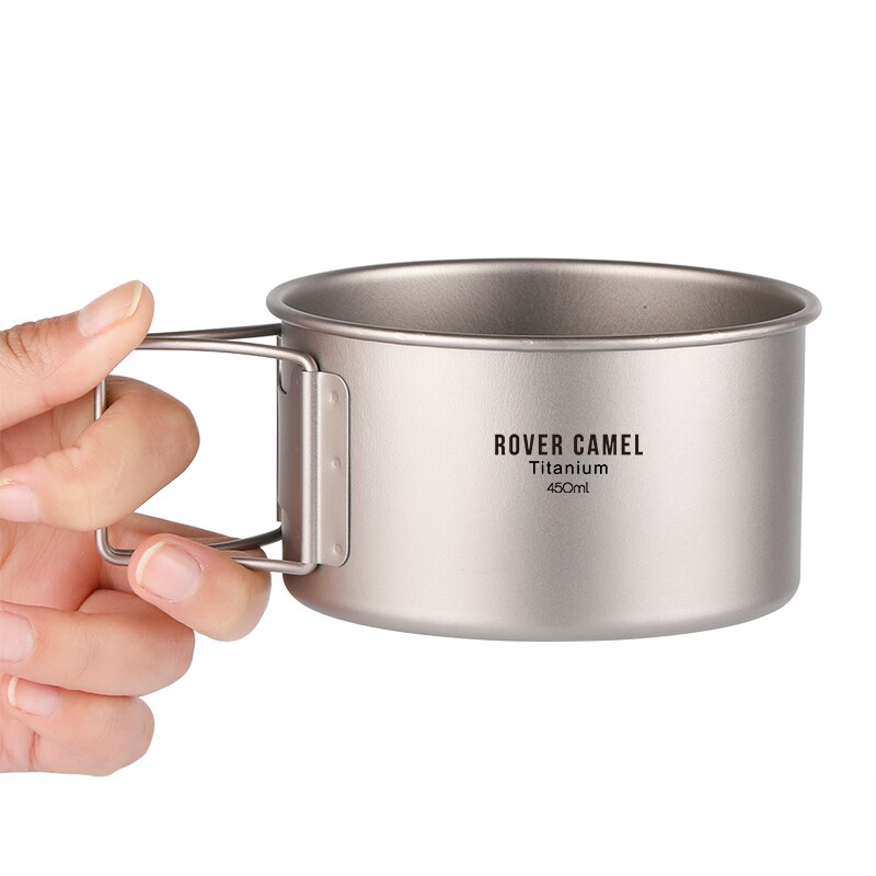Titanium Bowls with Folding Handles Dinner Food Container for Outdoor Camping Heat-insulating Bowl Set 400/450ML