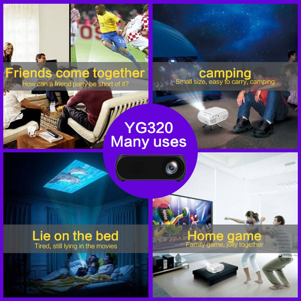 Aibecy YG320 mini przenośny projektor doprowadziło 1080P obsługiwany 600 lumenów multimedialny projektor wideo robić systemu kina domowego pilot zdalnego sterowania