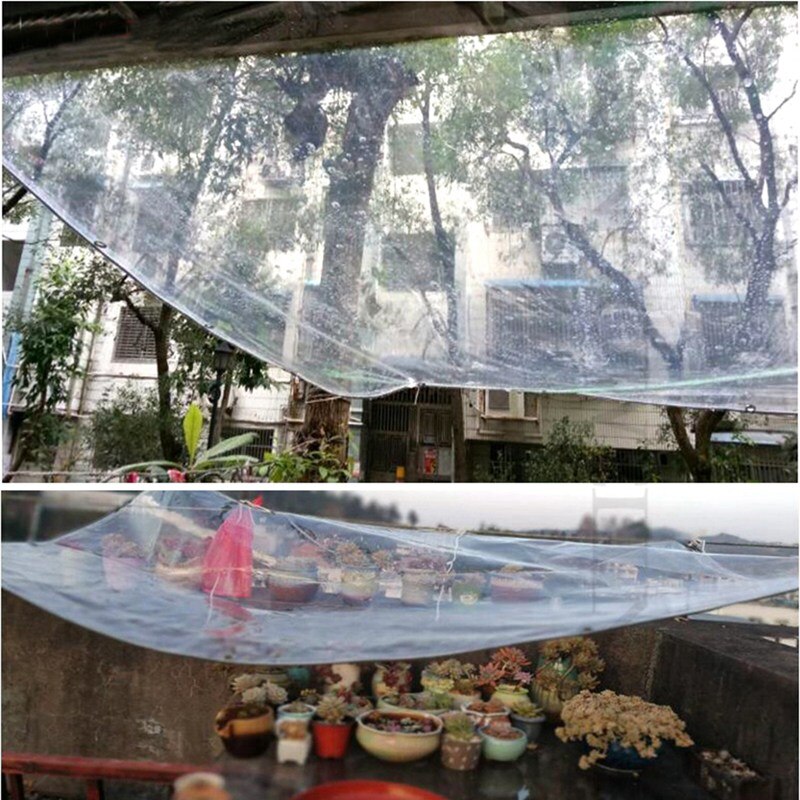 Tela transparente a prueba de lluvia para jardín, balcón, toldo, PE para lona de plantas suculentas, mantiene el calor, 0,3mm