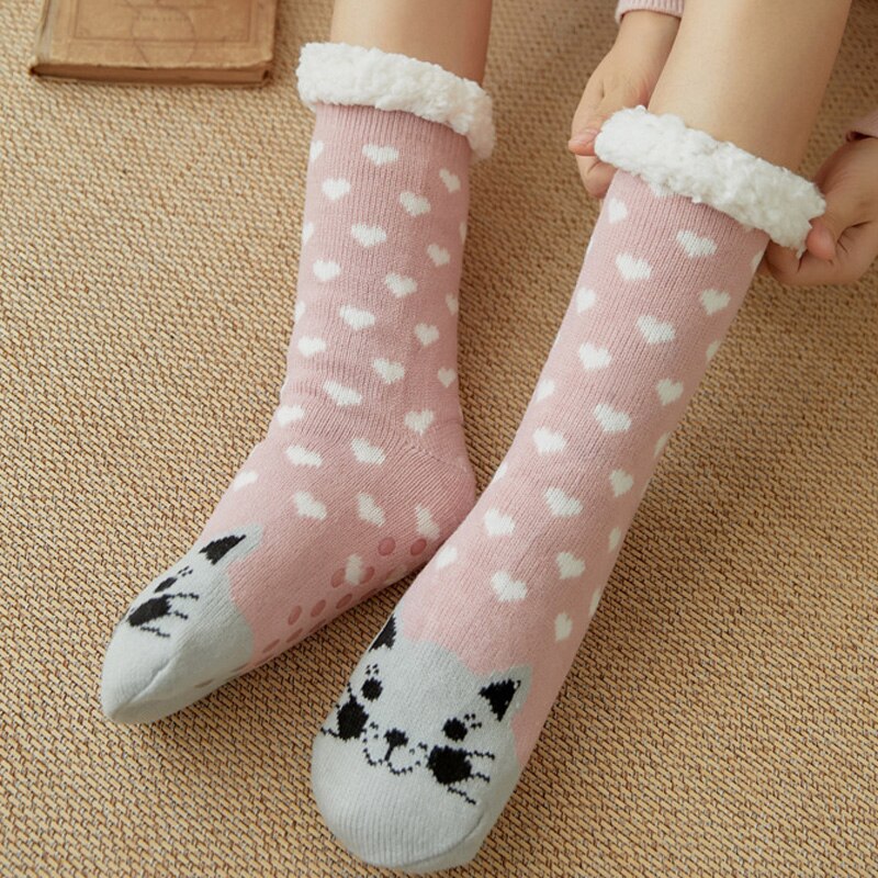Women Extra-warm Fleece Indoor Socks Warm Feet Stretchy for Winter Home Christmas LDF668