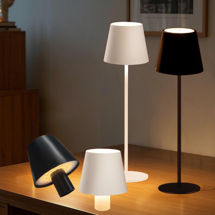 Led-skrivebordslampe med touchfunktion, natlampe med usb-genopladelig touchfunktion, led-bordlamper med 3 niveauer, dæmpbar, trådløs til værelse, arbejdsværelse, kontor, bar