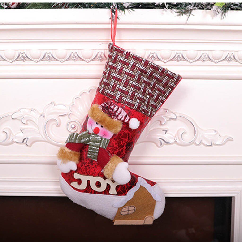 Vrolijk Kerstfeest Pluche Boom Opknoping Snoep Sokken Decoratieve Brief Patroon Kerstsok Bag Kerst Hanger: A