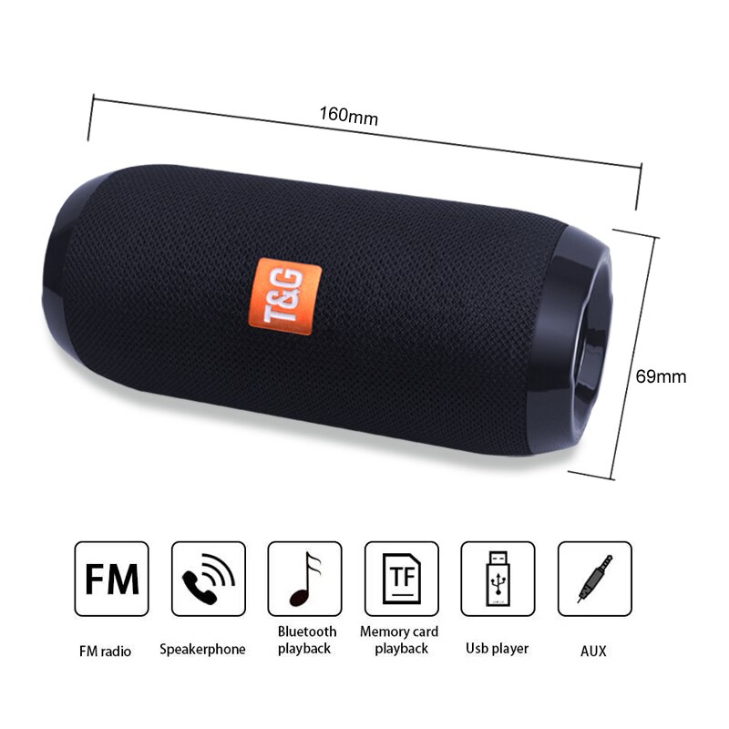 Waterproof Portable Column Wireless Bluetooth Speaker Column Sound Bar Subwoofer Music Center System Loudspeaker AUX FM