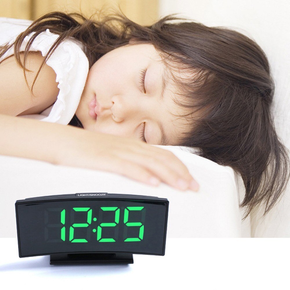 Clock with Date and Temperature Multifunctional Large Screen Digital Display Electronic Table Clock Mute LED Mirror