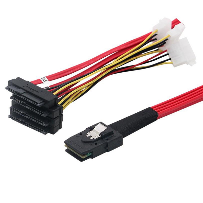 Mini SAS SFF-8087 To SFF-8482 With 4 Pin Power Cable, Server SATA Cable X4 SAS Cable