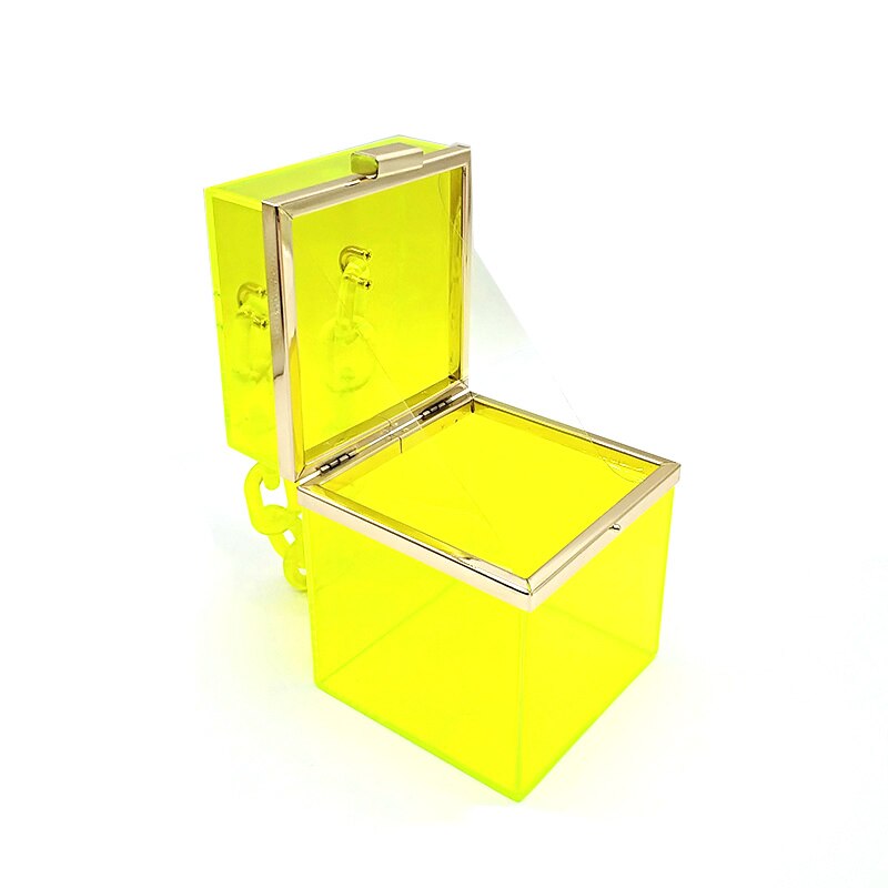 Gute version damen abendparty handtaschen tote square boutique box durchsichtige plastik fester beutel
