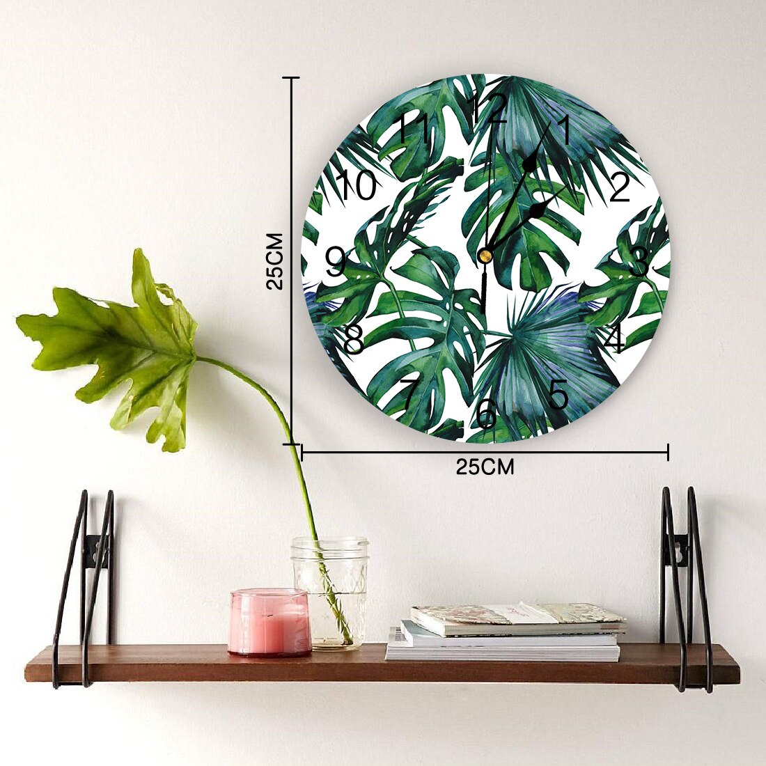 Tropical Palm Leaves Classic Wall Clock Home Decor Bedroom Silent Oclock Watch Wall for Kitchen Living Room Wall Digital Clock