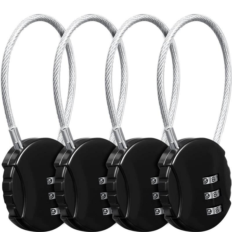 4 Pieces Combination Lock 3 Digit Outdoor Waterproof Padlock For School Gym Locker, Sports Locker, Fence, Toolbox, Gate: Default Title