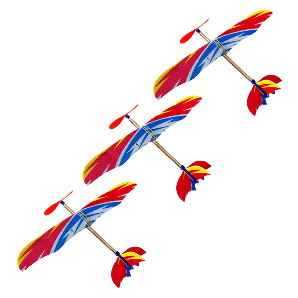 1 Set 3Pcs Rubber Band Powered Aircraft Toy (Small Thunderbird Colorful): Default Title