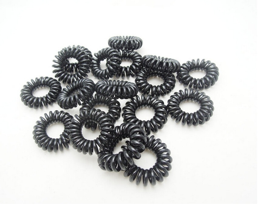 10 Stks/partij Goedkope Telefoonlijn Gum Zwarte Elastische Haarband Voor Meisje Touw Sieraden Accessoires Springs Hair Scrunchy