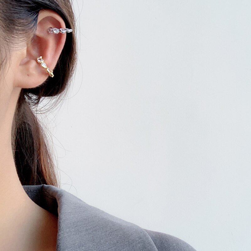 .s 1 pieces simple  s925 sterling silver round crystal ear clip without piercing cz ear cartilage buckle stackable fine jewelry