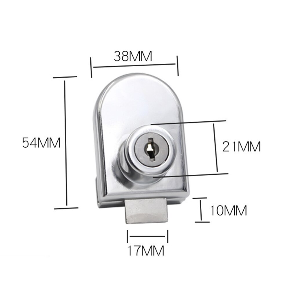 Glass Wine Cabinet Door Lock Zinc Alloy Mobile Phone Counter Lock Glass Cabinet Lock Display Showcase Glass Locks: 54x38mm-Sliver