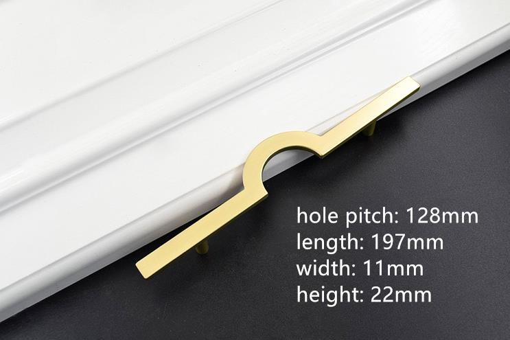 Poignée de meuble demi-lune en alliage de Zinc doré brossé, moderne et Simple, idéale pour placard de cuisine ou tiroir: 128mm 1 pc