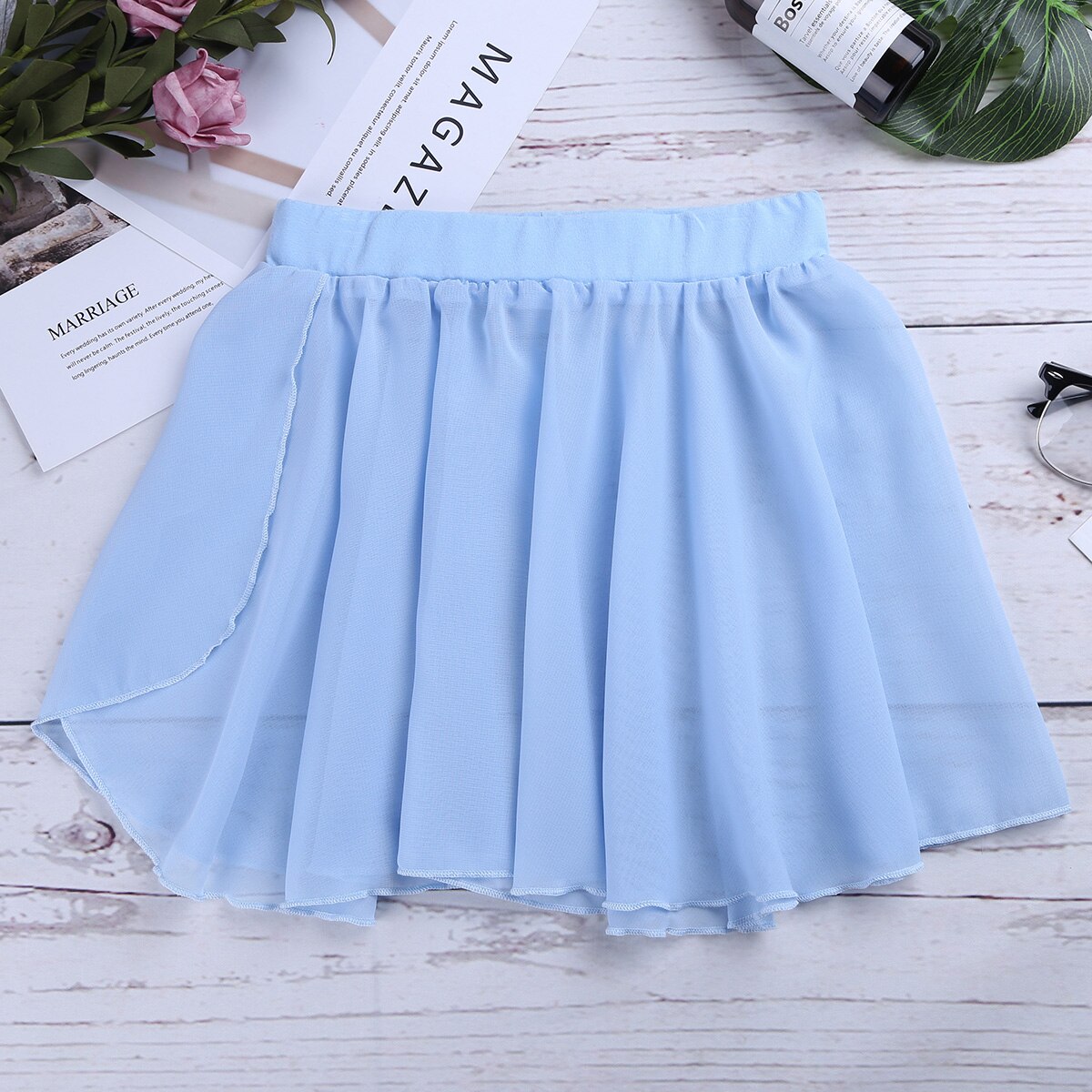 Barn jenter ballettskjørt dans grunnleggende klassisk chiffon mini pull-on omslagsskjørt ballerina kjole barn tutu ballett trikotkjole tenåringer