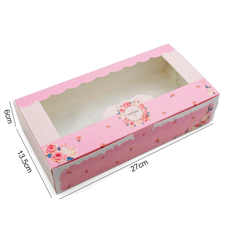 20 stk 27 x 13.5 x 6cm cupcake kasser og emballage vindue flamingo dot rose stor kasse bryllupsfest madkasse papirboks bagning: E