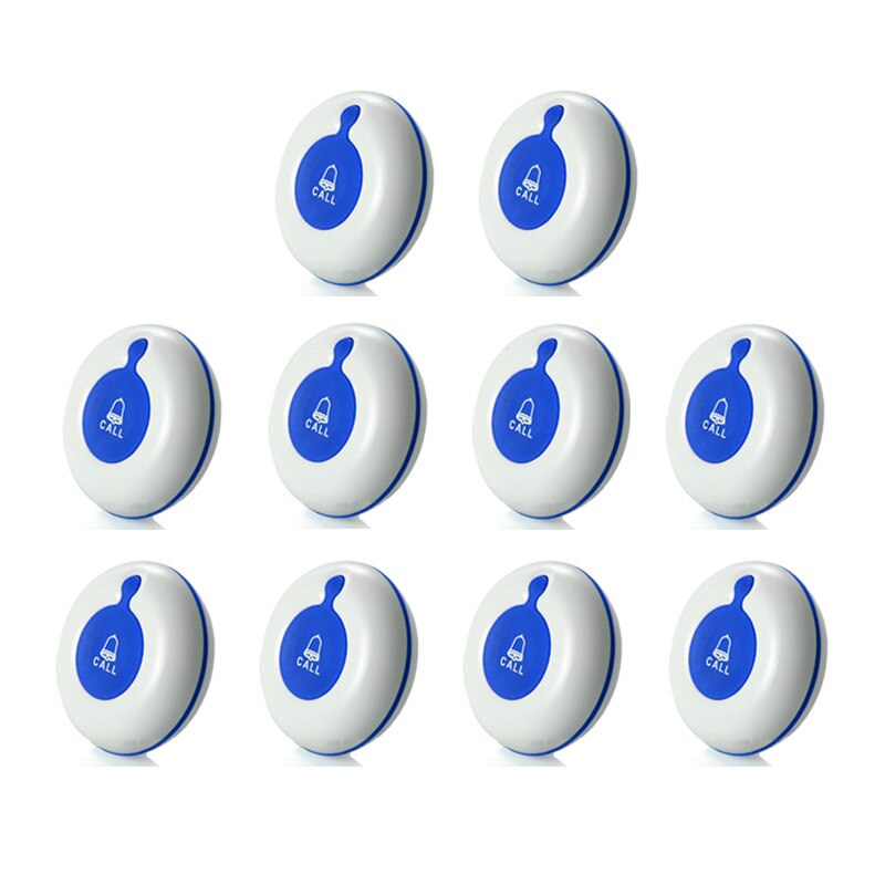 10pcs Service Button Bell Wireless Guest Call Waiter Paging System 1-key push button for hospital/clinic/bar/restaurant K-O1