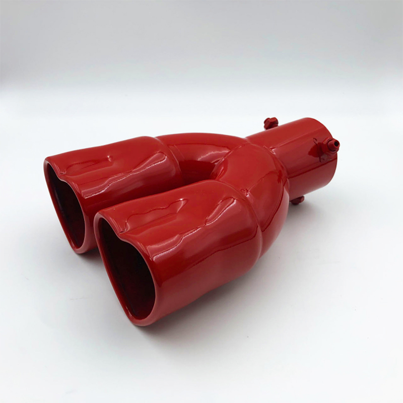 Universal Heart Shape Style Red Pink Exhaust Muffler Tips Stainless Steel Double Out Exhaust Tube Tips Car Accessories: Red