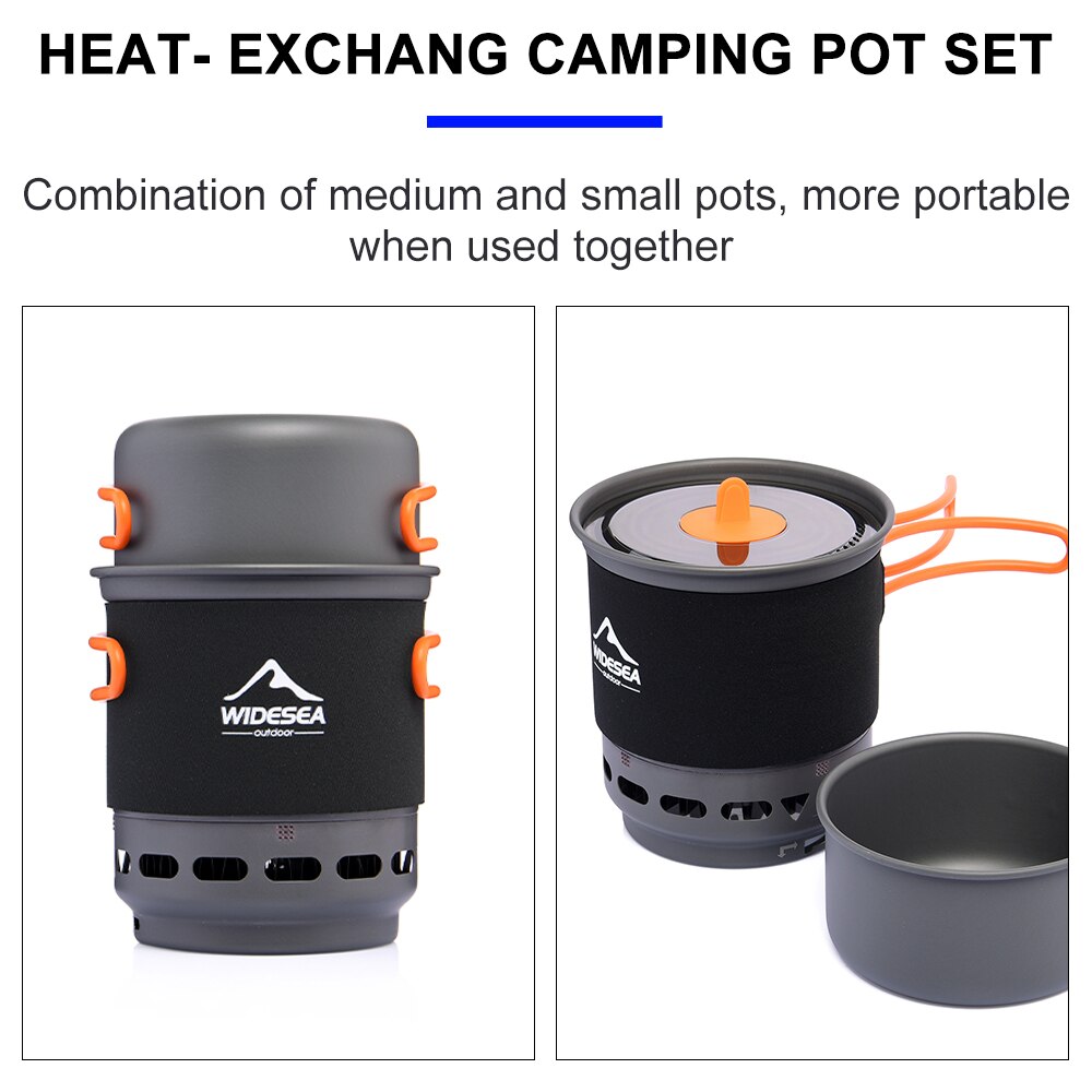 Widesea Camping-Kochsystem mit Wärmetauscher, Outdoor-Gasbrenner, Herd, Touristentopf-Set, Tasse, Geschirr, Kochgeschirr, Tourismus, Wanderung