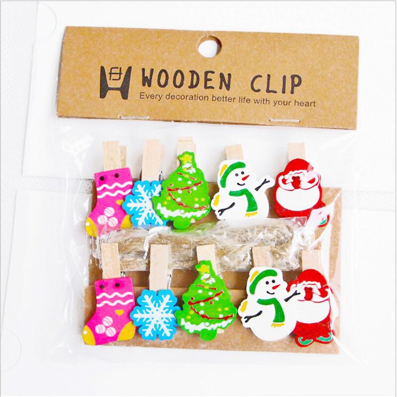 10pcs/bags Clothes Clip Wooden Clips 35mm Decoration Craft Natural Pegs Mini Clothespin Wooden Clip for Clothes Hair Accessories: Snow christmas tree