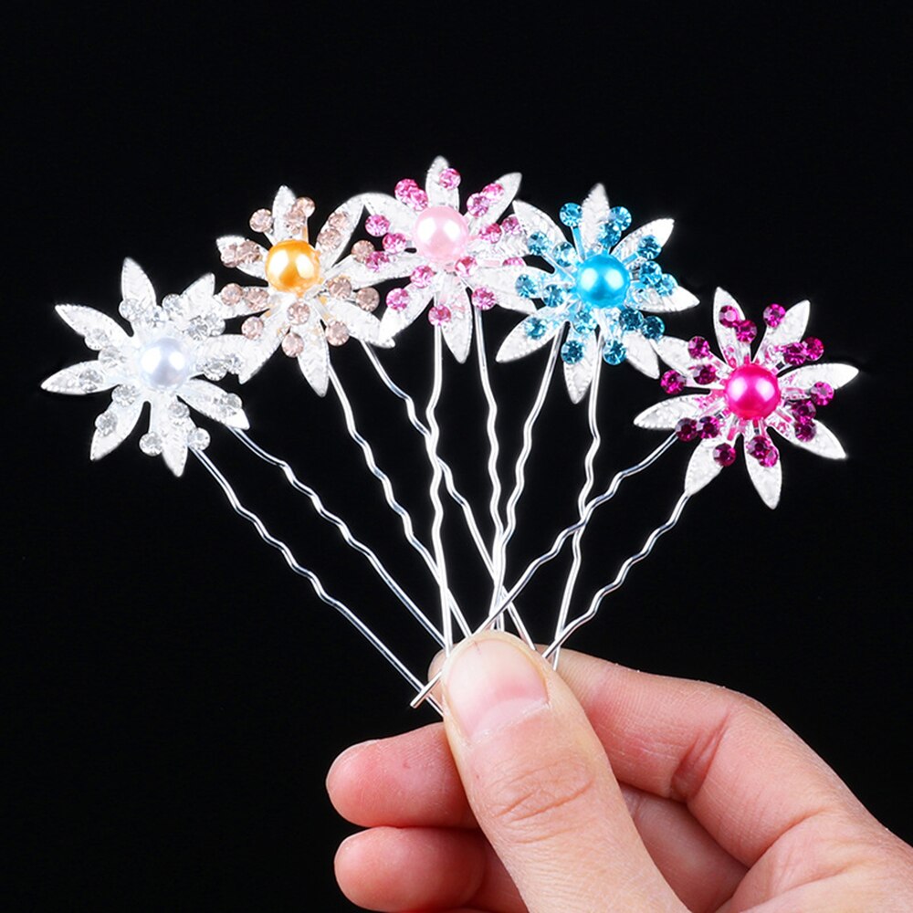 5pcs Flower Hairpins Hairstyles Wedding Bridal Hair Pins Hair Jewelry Accessories Hairwear Girls Hair Clips For Women