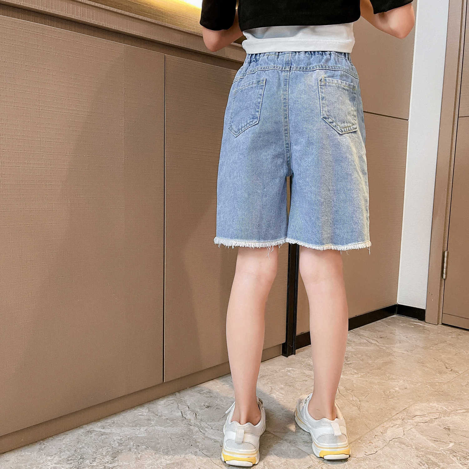 Summer Girls Baby Shorts for Toddler Teenage Jeans Short Children Elastic Waist Denim Pants Cotton Clothes for 4-12Yers