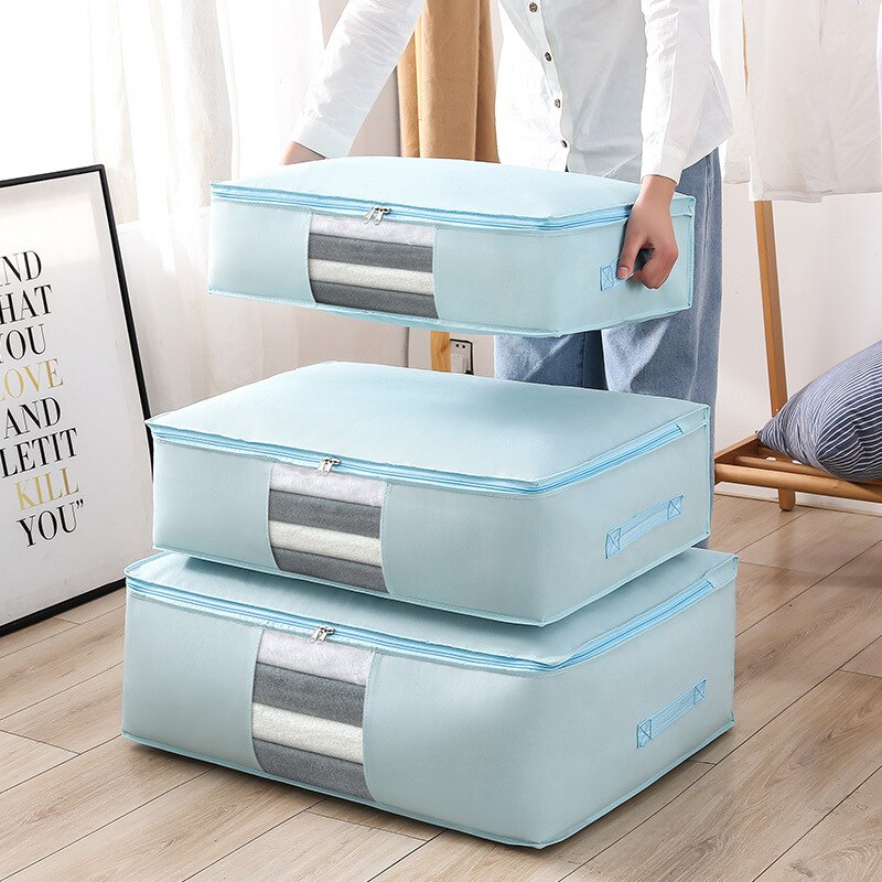 Large Non-Woven Fabric Portable Underbed Clothes Storage Bags Foldable Pillow Quilt Blanket Storage Organizer