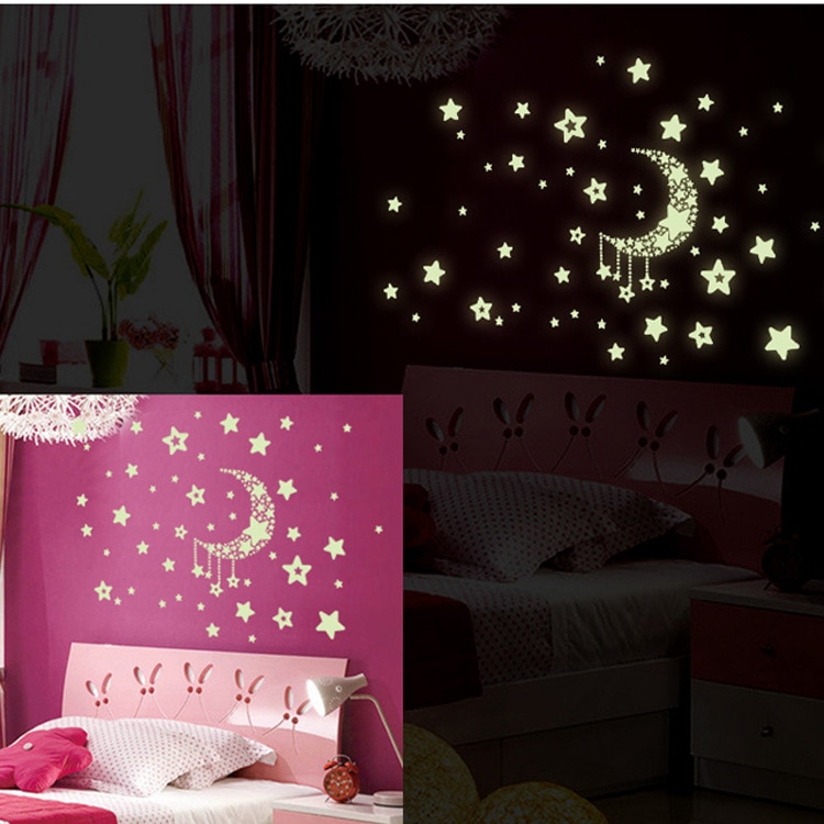 1 Set Mond Sterne Glow In The Dark Spielzeug Leuchtende Aufkleber DIY Kid Schlafzimmer PVC Aufkleber Hause Spielzeug für Kinder kinder Weihnachten
