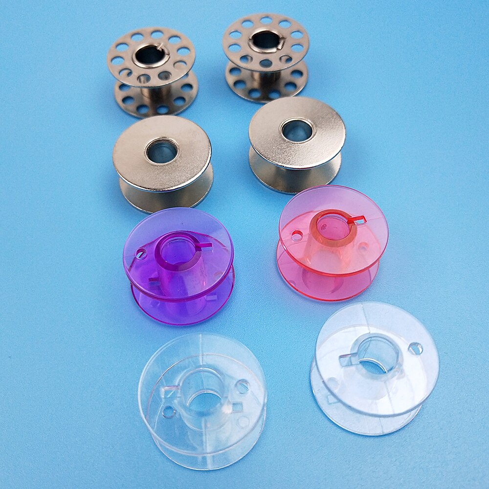 10pcs/lot Bobbins Spools Plastic Metal Home Sewing Craft Empty Bobbin Spool For Singer Brother Sewing Machine Tools